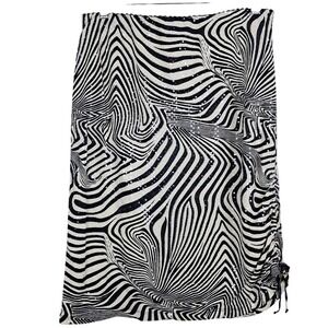 Vintage 90s PARK AVENUE COLLECTIONS M Zebra Print Ruched Skirt Sequins Glam